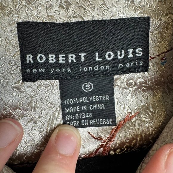 Robert Louis silky Jaquard button front blazer floral pattern size small D43 - Picture 4 of 5